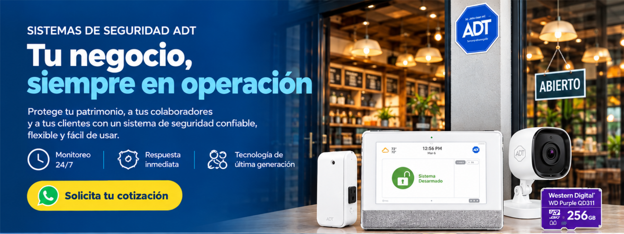 Tu negocio, siempre en operación con sistemas de seguridad ADT